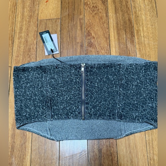 PrettyLittleThing Grey Bobble Denim Corset Crop Top Size US 6 UK 10 NWT - Picture 5 of 9